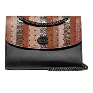COACH 79273 Signature Exotic Patchwork Stripe Parker Shoulder Handbag Purse